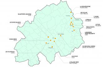 carte des  quartiers en NPRU